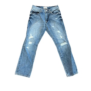 Y2K vintage Aeropostale jeans Straight Leg Mens Jeans 29/30 Medium Wash Distressed Denim