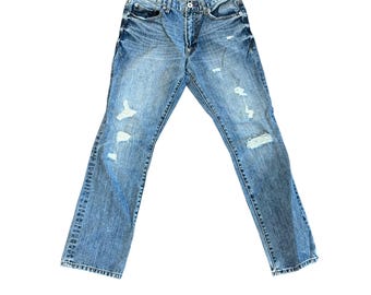 Y2K vintage Aeropostale jeans Straight Leg Mens Jeans 29/30 Medium Wash Distressed Denim