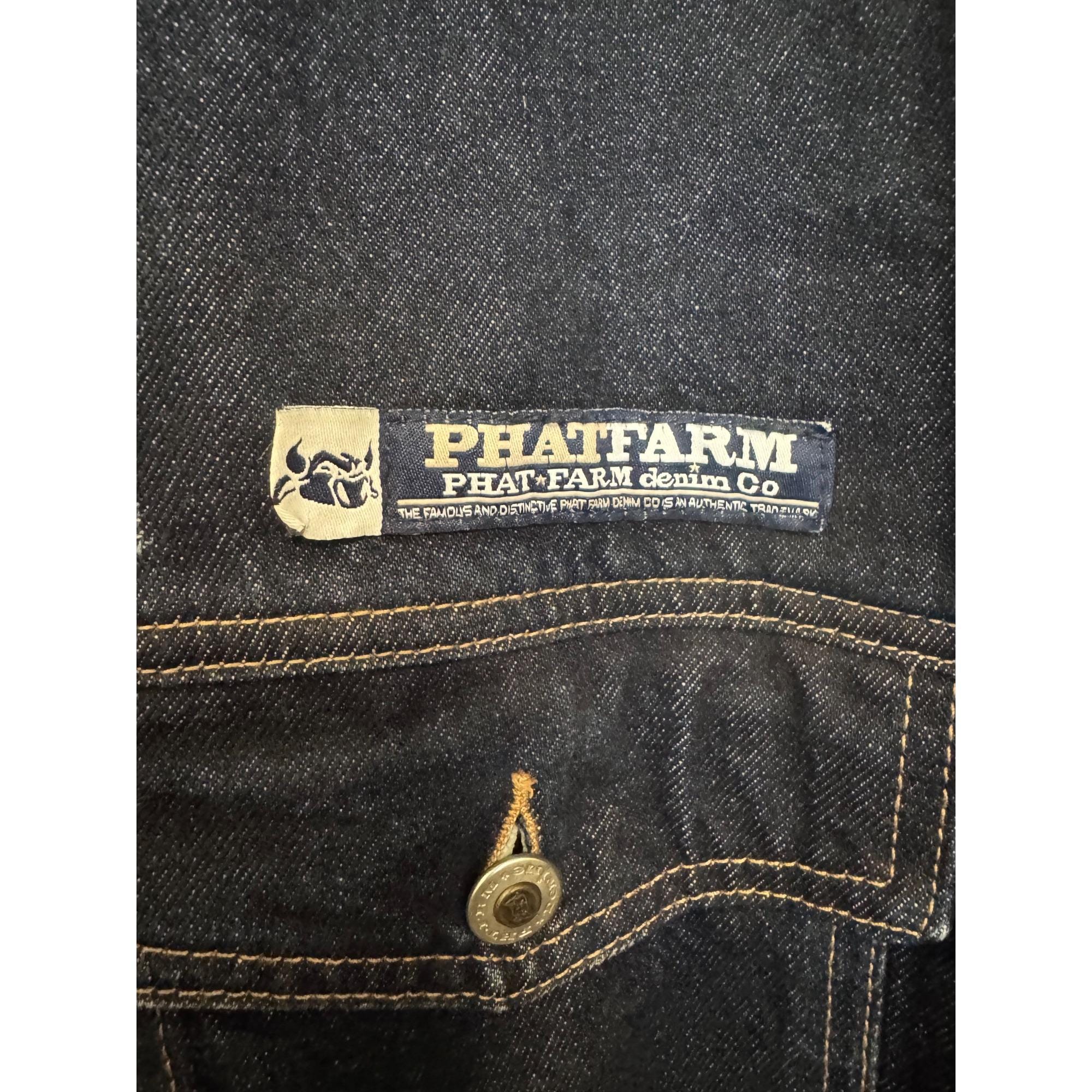Phat Farm Mens Denim Jacket XXL Dark Wash Button-up Casual
