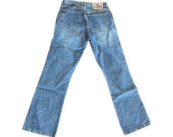 Vintage Y2K Lucky Brand 28/6 American-Made denimjeans dames, relaxte pasvorm, rechte pijpen blauw