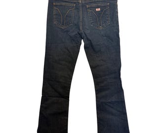 Jeans de mezclilla oscura de corte bota para mujer, marca Miss Sixty, estilo vintage de los años 2000, talla 29, fabricados en Italia.