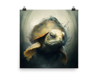 Sea Turtle Poster Ocean Wall Art Beach Home Decor Coastal Animal Print