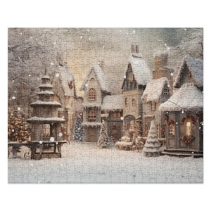 Shabby chic Christmas Jigsaw puzzle holiday décor games white Christmas tree