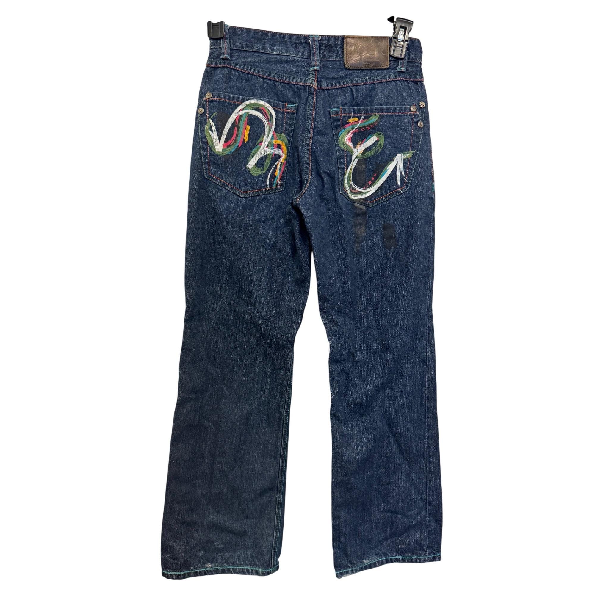 パンツ 2000's archive design paint denim pants 00's vintage paint design denim archive y2k grunge