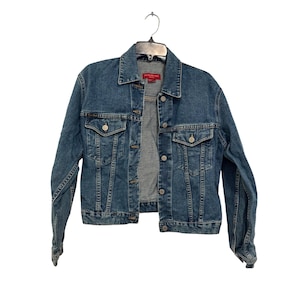 Banana Republic M Jeansjacka Blå Button-Down 100% Bomull Tillverkad i USA