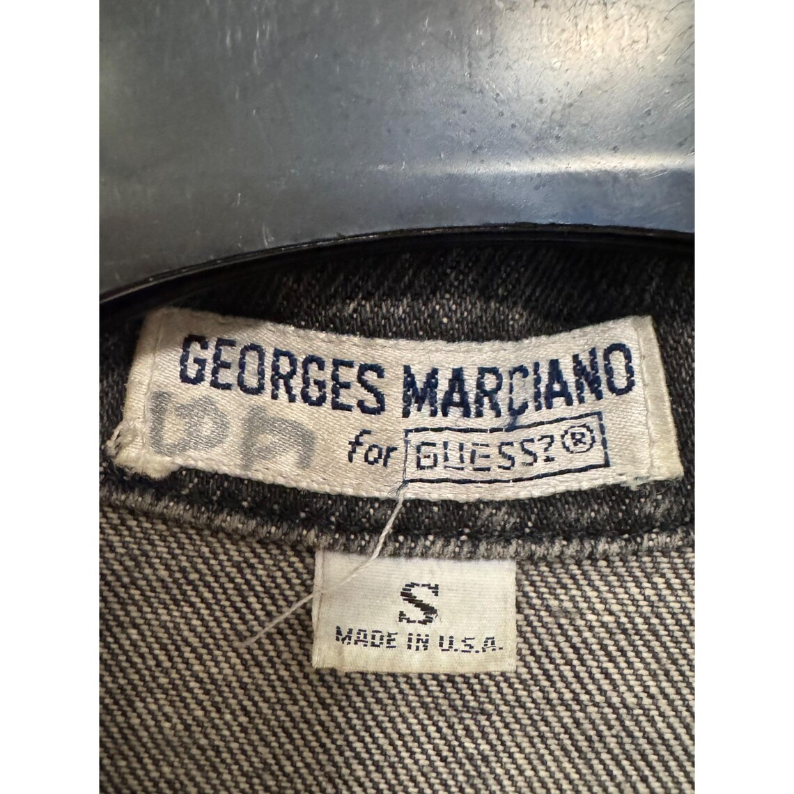 Georges Marciano For Guess Jean Jacket Men’s Small Black Denim Made In USA, foto 4 di 5