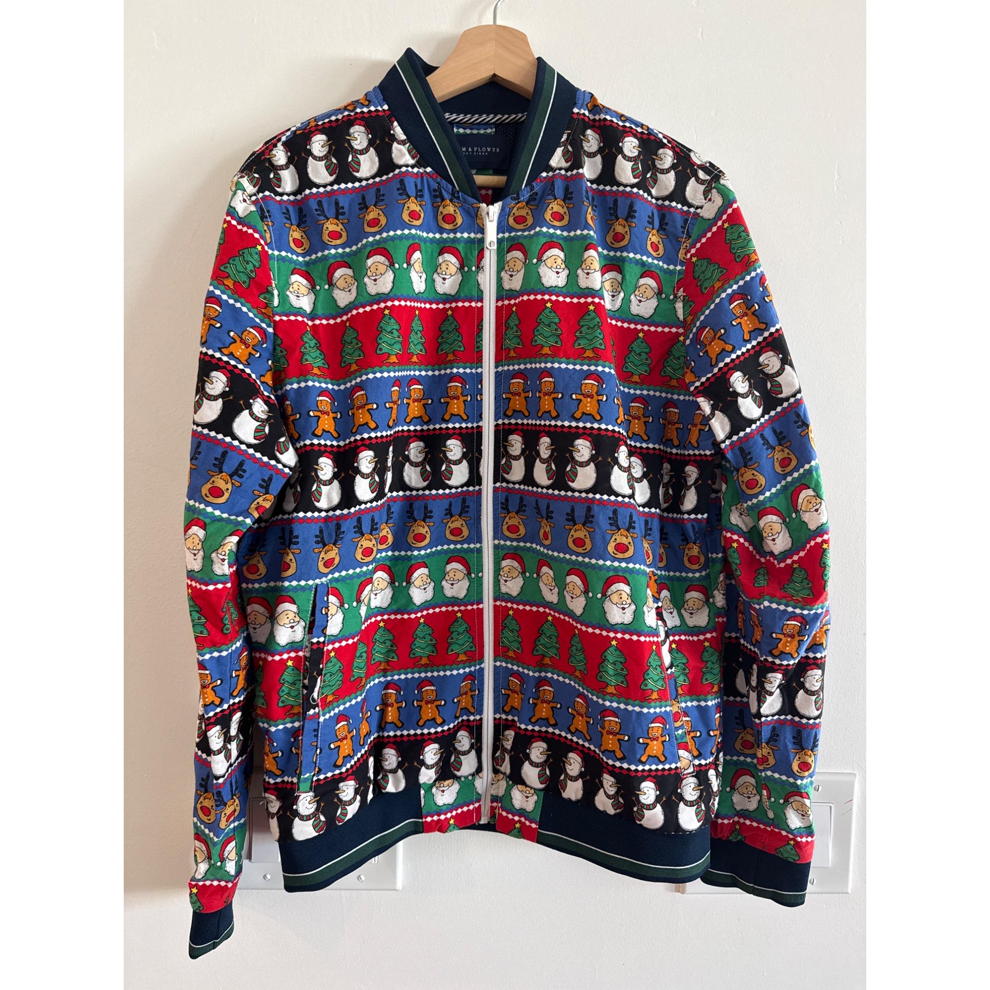 Denim & Flower Ricky Singh Mens Christmas Bomber Jacket Size L