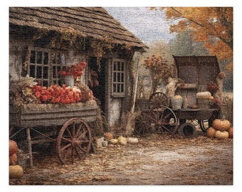 Fall Thanksgiving Jigsaw puzzle harvest home decor game pumpkins old truck games picture