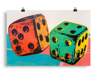 Retro Dice Poster Print Game Room Wall Art Vintage Home Decor Gambling Gamble Casino Gift