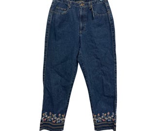 90年代ヴィンテージ刺繍デニムパンツ - フェスティバルジーンズ W32 