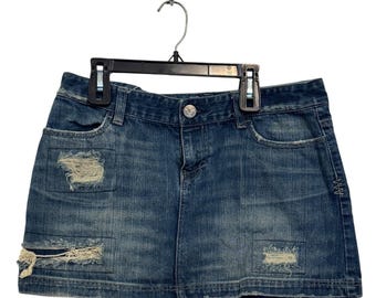 vintage American Eagle Womens Distressed Denim Mini Skirt Size 4