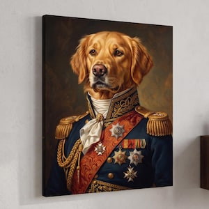 Custom Royal Pet Portrait from Photo, Renaissance Dog Painting on Canvas, King Queen Digital Pet Design, Regal Cat, Personalized Pet Gift