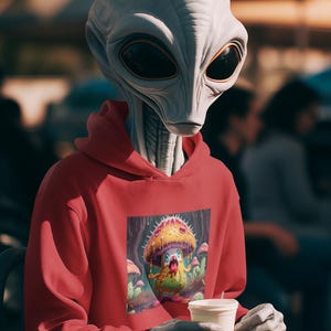 Psychedelic Mushroom Hoodie, Trippy Drippy Sweatshirt, Vibrant Psychedelic Cacti Jumper, Unique Festival Clothing, Colorful Mushroom