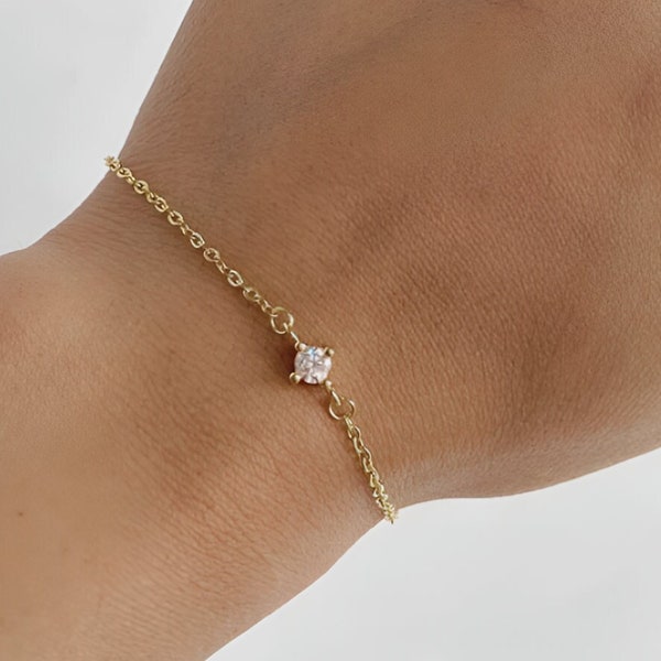 Single Zircon Bracelet For Women | Stainless Steel Gold Color Bracelet | 925 Sterling Silver Fashion Zircon Stone Bracelet | Modern Bracelet