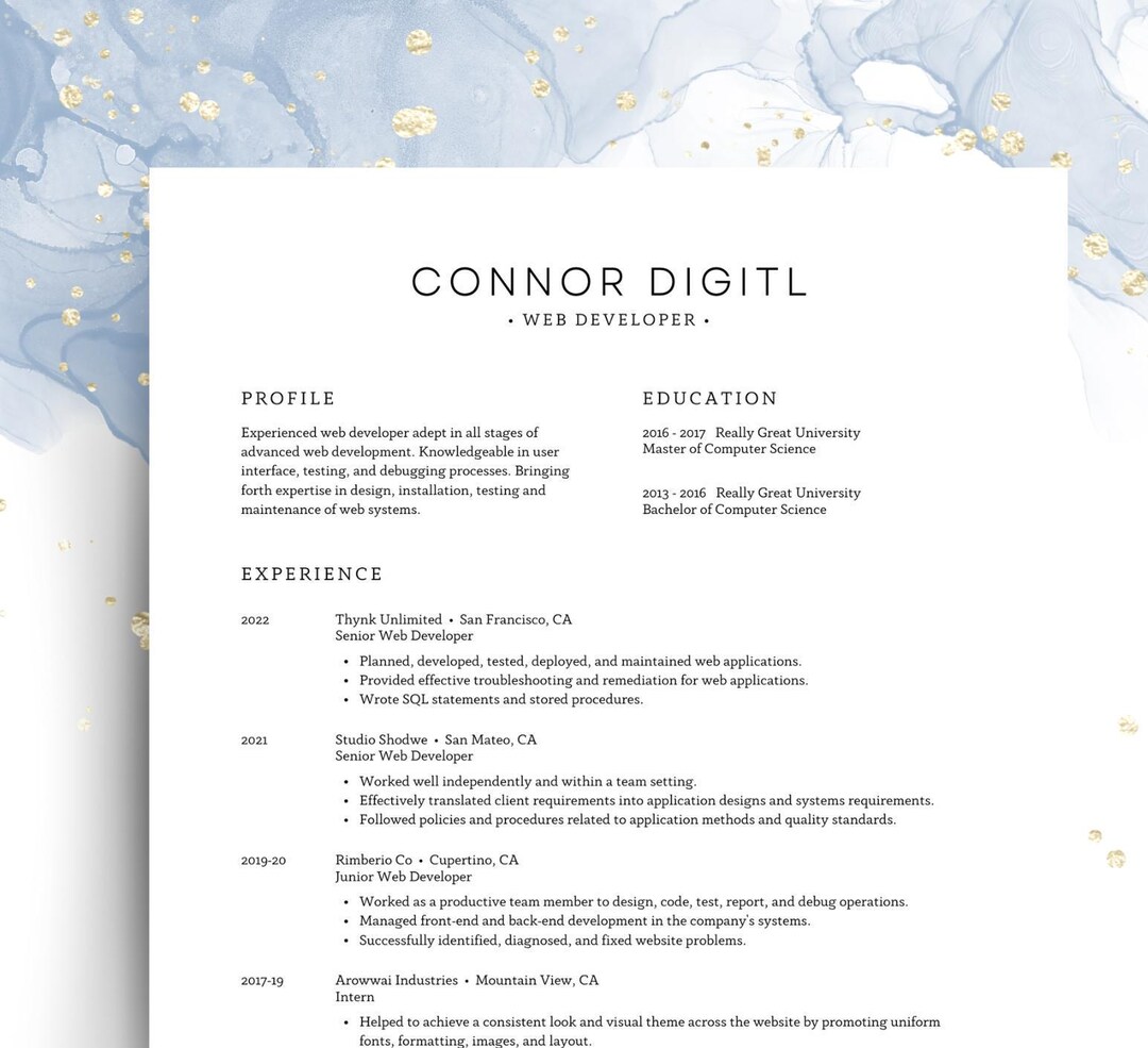Google Docs Resume Template for Word & Pages Best Professional Resume ...