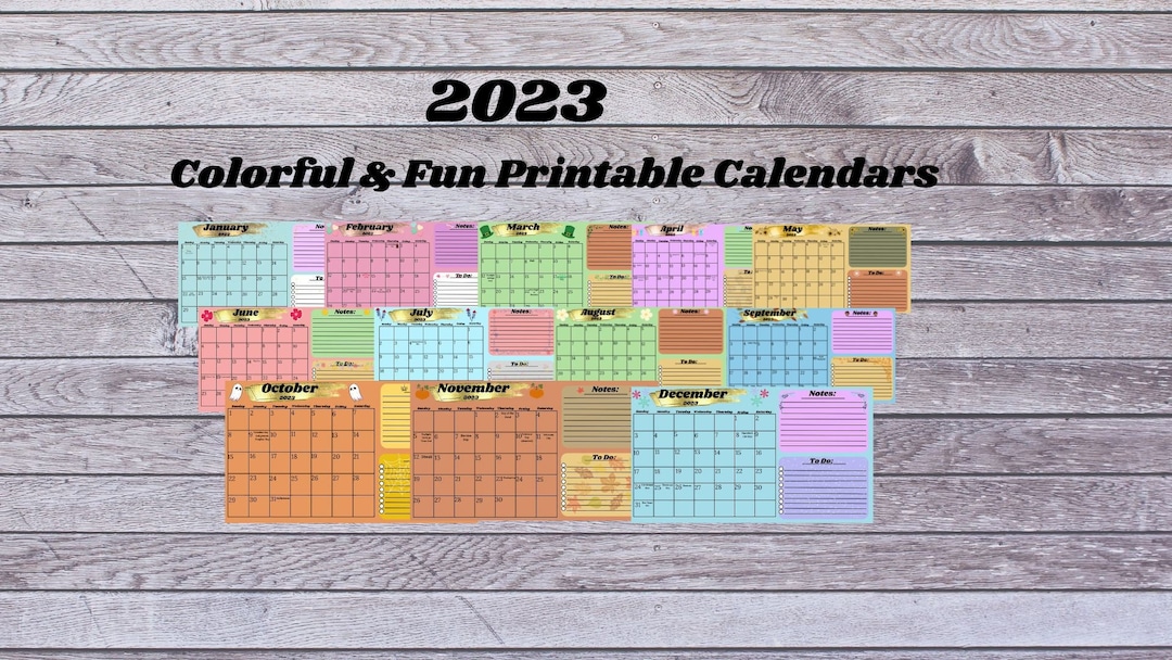 Colorful & Fun Printable Calendars - Etsy