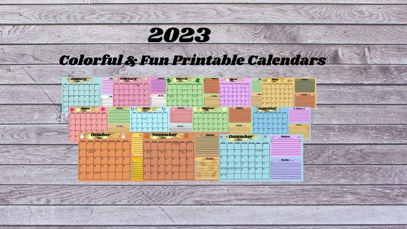 Colorful & Fun Printable Calendars - Etsy