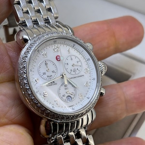 Authentic Michele CSX 36MM Women s Diamond Mother of Pearl Dial Watch Etsy UK