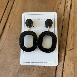 Square epoxy resin earrings