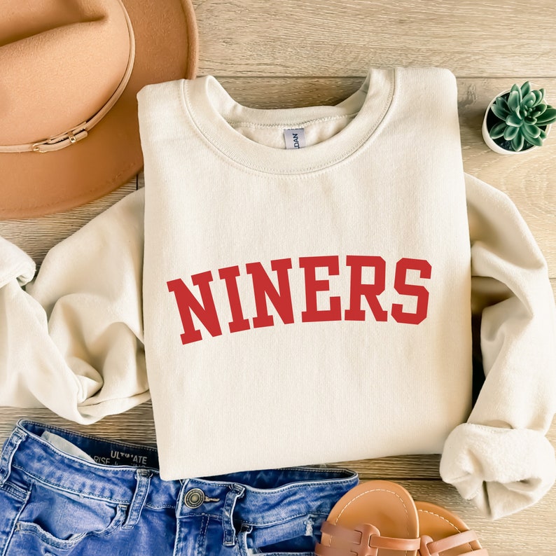 San Francisco Football Sweatshirt, Vintage Style San Francisco Football Crewneck, Football Sweatshirt, Niners Sweatshirt, Football Fan Gifts image 1