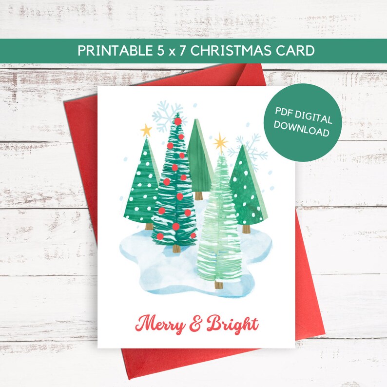 DIY Christmas Card Printable Printable Xmas Card Blank - Etsy