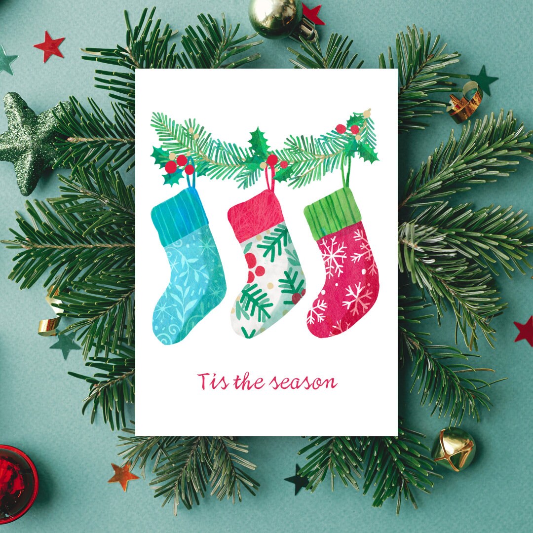 DIY Christmas Card Printable Printable Xmas Card Blank - Etsy