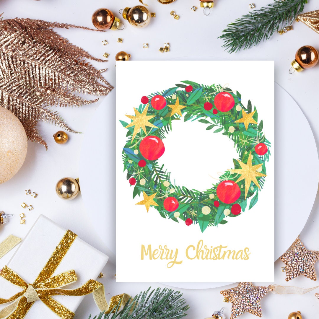 DIY Christmas Card Printable Printable Xmas Card Blank - Etsy