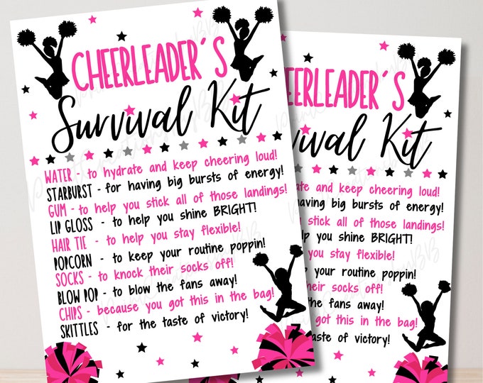 Editable Cheer Survival Kit Printable for Dance Cheer Team Gifts Goodie ...