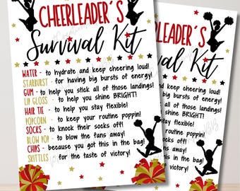 Survivalkit Cheer | Cheerleadercadeaus | Dans cheer teamcadeaus | Traktatiezakjes | Afdrukbaar