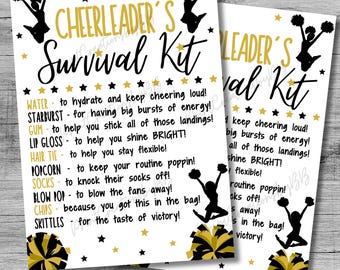 Survivalkit Cheer | Cheerleadercadeaus | Dans cheer teamcadeaus | Traktatiezakjes | Afdrukbaar