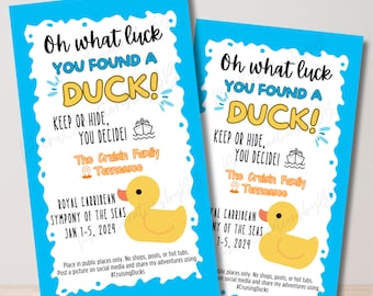 Cruising Duck Tag | You Found A Duck Tag | Cruise Ship Game | Duck Favor | Keep or Hide | Editable Tag