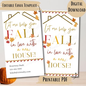 Agente inmobiliario Pop By Tag / Enamórese de una casa nueva / Marketing inmobiliario de otoño / Imprimible / Descarga digital personalizable