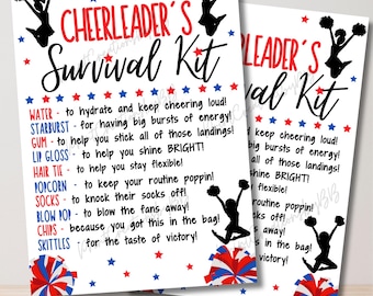 Survivalkit Cheer | Cheerleadercadeaus | Dans cheer teamcadeaus | Traktatiezakjes | Afdrukbaar