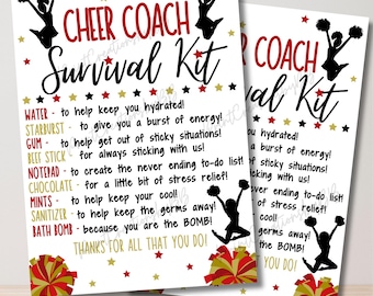 Survivalkit cheercoach | Vrolijke cadeaus | Dans cheer teamcadeaus | Traktatiezakjes | Afdrukbaar