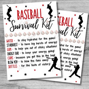 Baseball Survival Kit | Baseball Geschenke | Baseball Team Geschenke | Leckerlibeutel | Druckbar