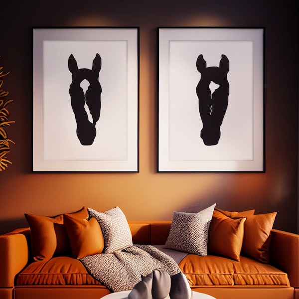 Custom Horse Silhouette, Horse Outline, Personalised Horse Gift, Horse Owner Gift, Horse Portrait, Horse Line Art, Horse Art Print, Birthday