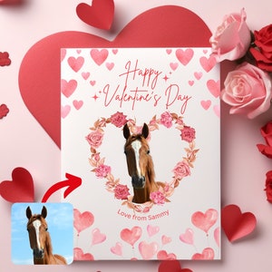 Carte de Saint-Valentin cheval personnalisée, carte cheval, carte de propriétaire de cheval personnalisée, carte Vday pour enfants, animal de compagnie Saint-Valentin, téléchargement numérique