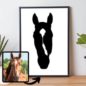 Custom Horse Silhouette, Horse Outline, Personalised Horse Gift, Horse Owner Gift, Horse Portrait, Horse Line Art, Horse Art Print, Birthday