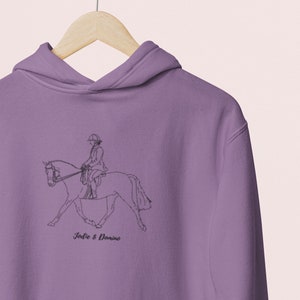 Custom Embroidered Horse Hoodie, Hand Drawn Horse Outline, Embroidered Portrait, Personalised Horse Gift, Equestrian Hoodie, Custom Horse image 3