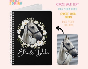 Personalised Horse Gifts, Personalised Horse Notebook, Personalised A5 Lined Notebook, Horse Gift For Women, Horse Lover, Equestrian Gift
