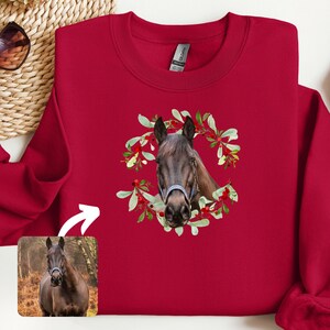 Custom Horse Portrait Christmas Jumper, Horse Personalised Pet Gift, Horse Lover Gift, Gift For Horse Owner, Horse Gifts, Christmas Jumper