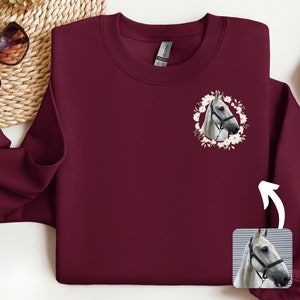 Personalised Horse Portrait Jumper, Equestrian Gifts, Horse Owner Gifts, Horse Memorial, Horse Birthday Gifts, Horse Sweatshirt Sweater