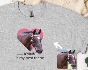 Custom Horse Tshirt, Horse Portrait Tee, Personalised My Horse is My Best Friend Shirt, Horse Girl Gifts, Horse Owner Gifts, Pony Lover