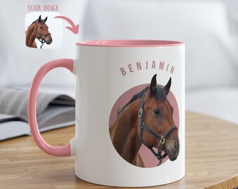 Custom Horse Mug Using Pet Photo + Name Personalised Horse Mug Horse Coffee Cup Personalized Pet Mugs Dog Mom Mug Personalized Horse Gift