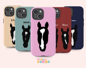 Custom Horse Silhouette Phone Case, Personalised Horse Line Art iPhone Cell Phone Case, Horse Owner Gift, Gift for Horse Mom, Horse Drawing