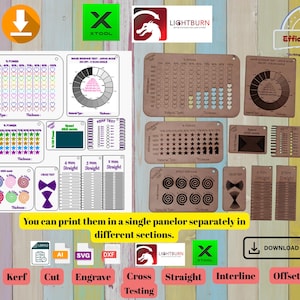 Laser Calibration Test File Bundle, LightBurn & XTool Compatible, Engraving or Cutting Test Card for CO2 or Diode Lasers, Kerf, Power, Speed
