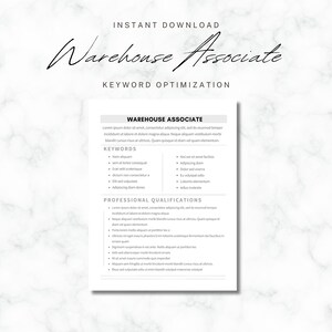Warehouse Associate | Warehouse Resume | Warehouse Associate Resume | Warehouse Keywords | Resume Keywords