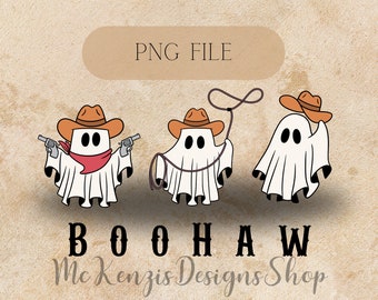 Boo Haw png, fantasma occidental png, diseño retro de Halloween, fantasma vaquero png, sublimación de Halloween occidental, fantasma vintage de Halloween png