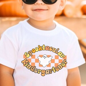 Spooktacular Kindergartener Tshirt for Halloween Funny shirt Retro Halloween Toddler Tshirt for School