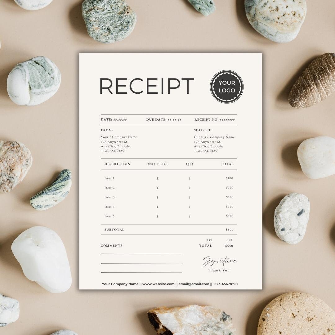 Editable Receipt Template Canva Printable Small Business Etsy Editable Receipt Template Canva Printable Small Business Etsy